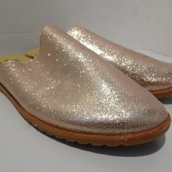 Sorel Shoes - Sorel Rose Gold Mules Slip On Flats Womens Shoes 7.5 Glitter Sparkly Leather